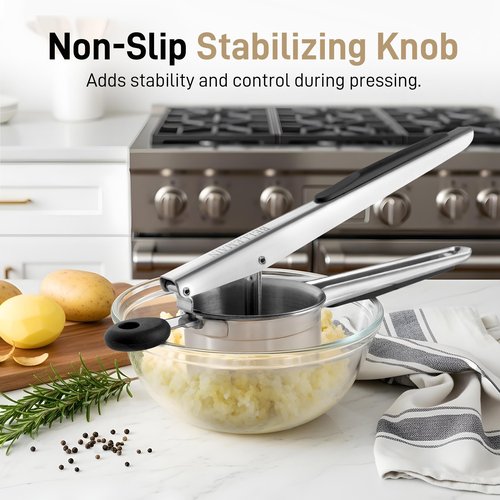 Bellemain 15oz Large Potato Ricer for Mashed Potatoes, Stainless Steel Mashed Potato Masher & Squeezer, Easy-To-Clean Professional-Grade Hand Vegetable Ricer, Kitchen Tool, Food Press & Food Mill