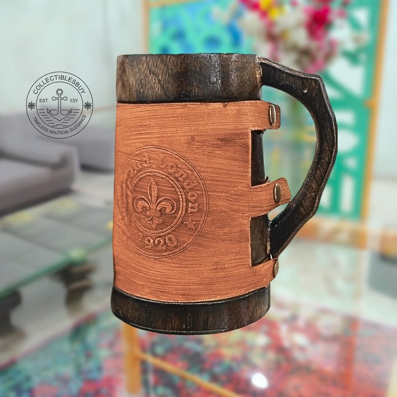 collectiblesBuy Antique Wooden Coffee Mug Hand Carved Rustic Tankard for Beverages Medieval Style Groomsmen Gift, Table Decor & Dining Kitchen Accessory