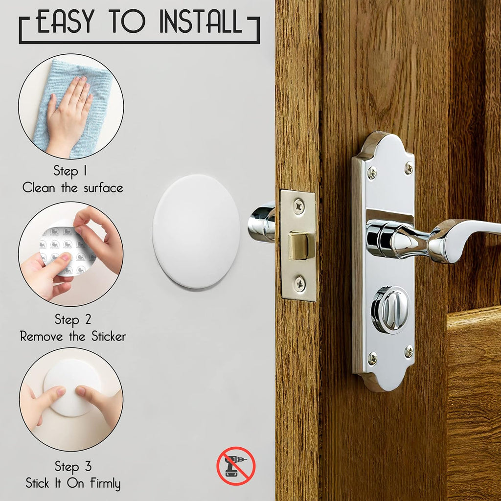 Skiennix Door Stoppers - Large 3.15" Silicone Wall Protectors | Strong Adhesive & Shock Absorbent - 4 Pack - White