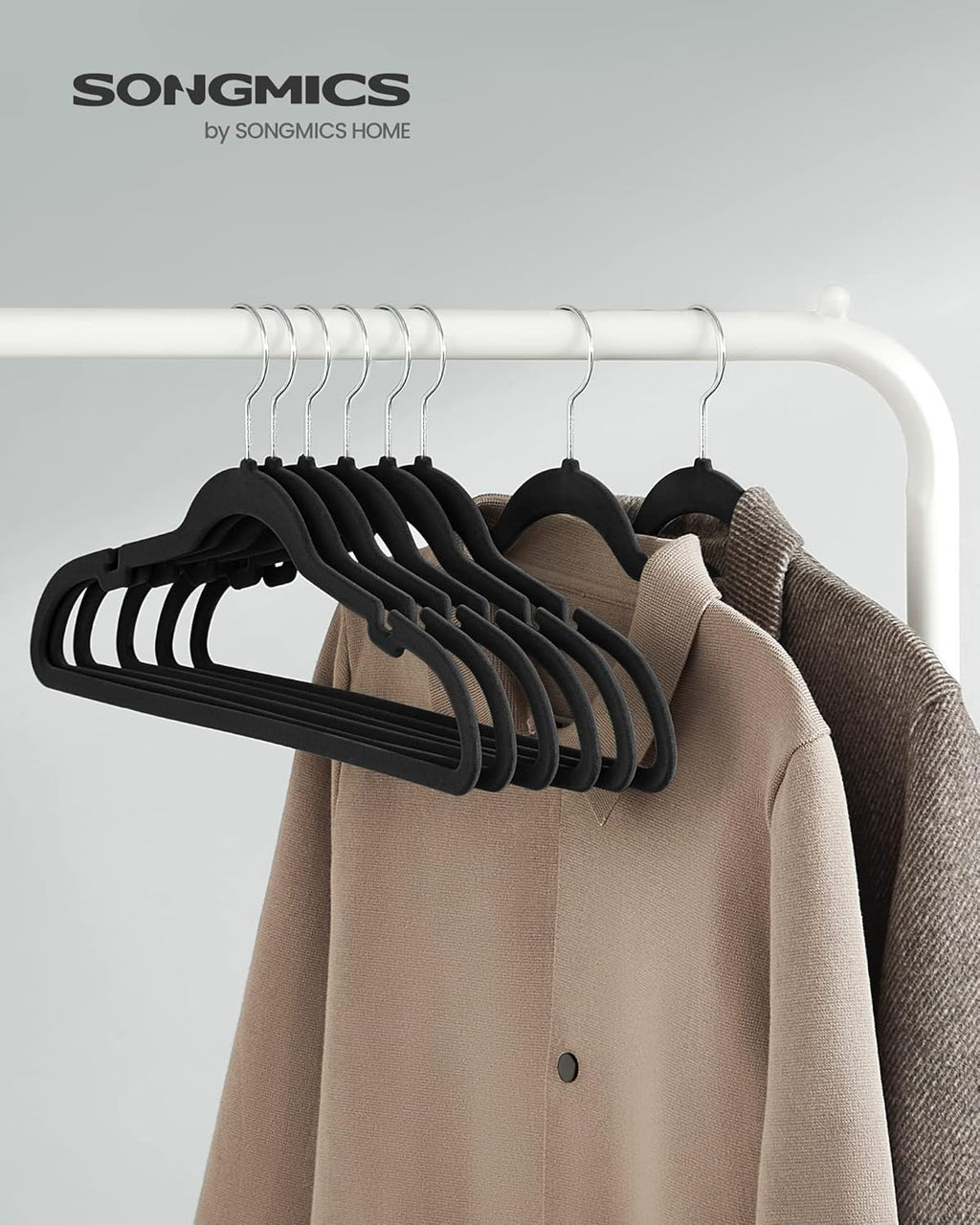 SONGMICS Velvet Hangers - 60 Pack Non-Slip Clothes Hangers with 360° Swivel Hook | Ink Black