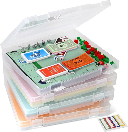 Art & Craft Organizer Storage Case by 4-Pack | Semi-Transparent, Stackable Plastic Container - Custom Fit for 8.5 x 11 Paper