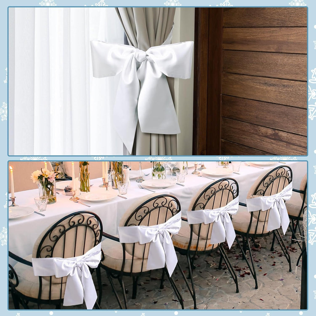 VitalCozy 16 Pcs Wreath Sash - Blank Embroidery Accessories for Indoor/Outdoor Decor | 4.49" X 56.30", White