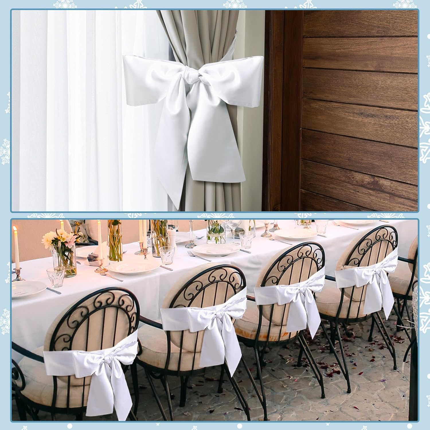 VitalCozy 16 Pcs Wreath Sash - Blank Embroidery Accessories for Indoor/Outdoor Decor | 4.49" X 56.30", White