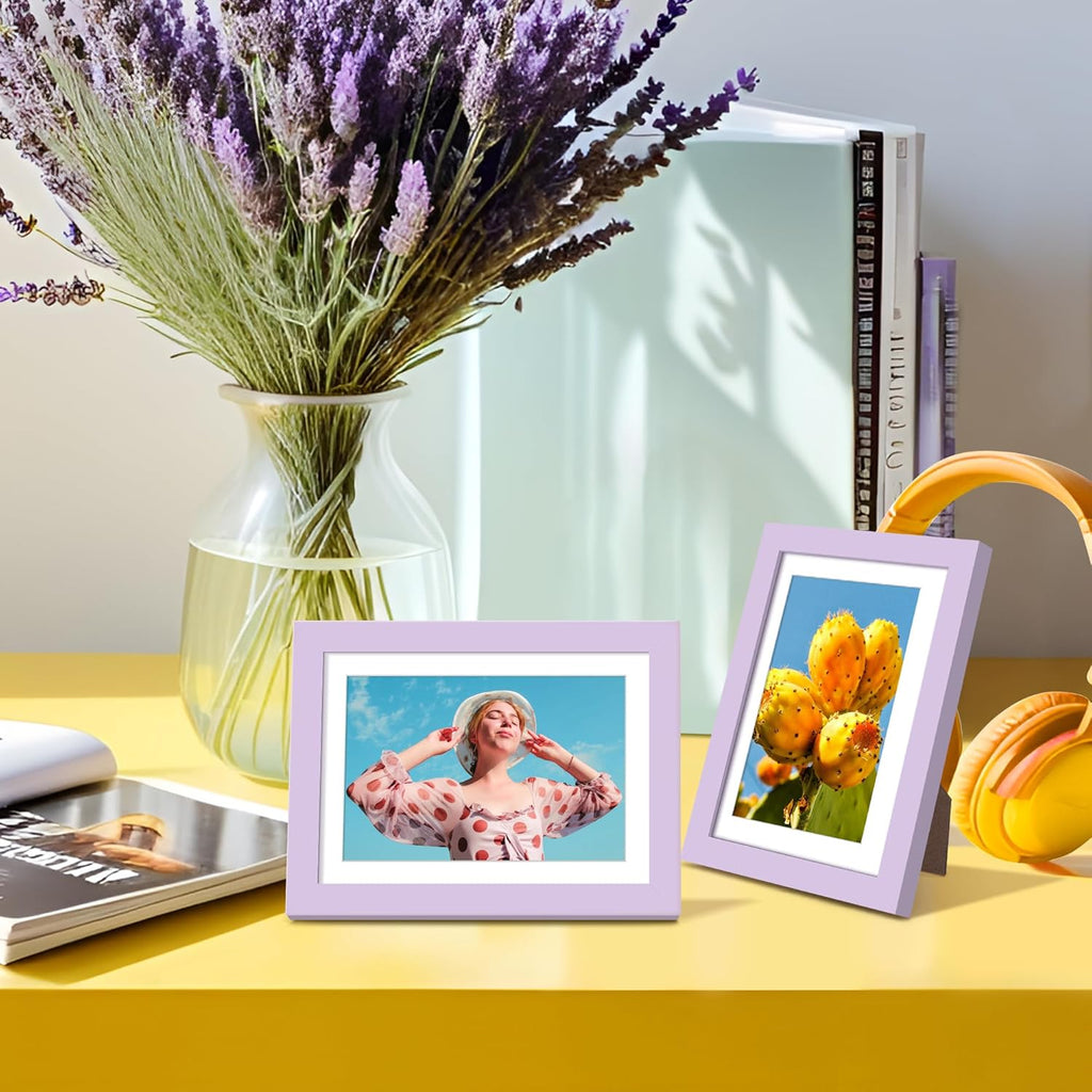 Upsimples 5x7 Picture Frame - Display 4x6 Photos with Mat or 5x7 Without - Purple, 1 Pack
