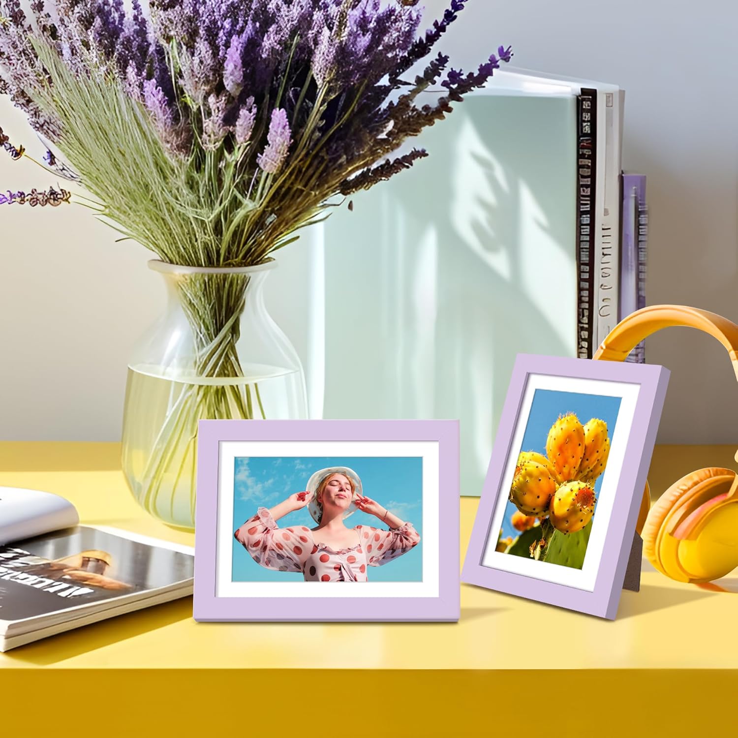 Upsimples 5x7 Picture Frame - Display 4x6 Photos with Mat or 5x7 Without - Purple, 1 Pack