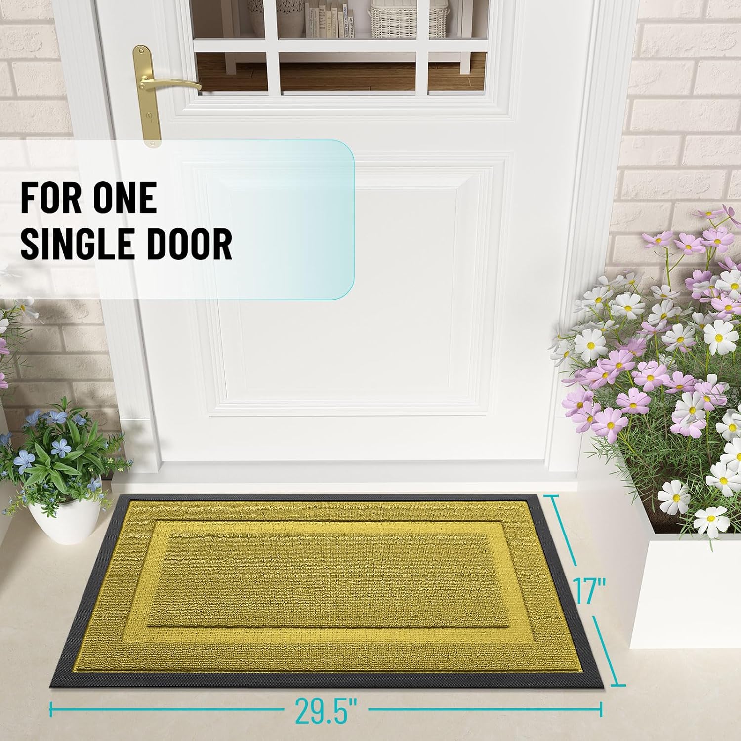 OLANLY Waterproof Front Door Mat - All-Season Indoor/Outdoor Doormat, Easy Clean, 29.5x17, Lime Green