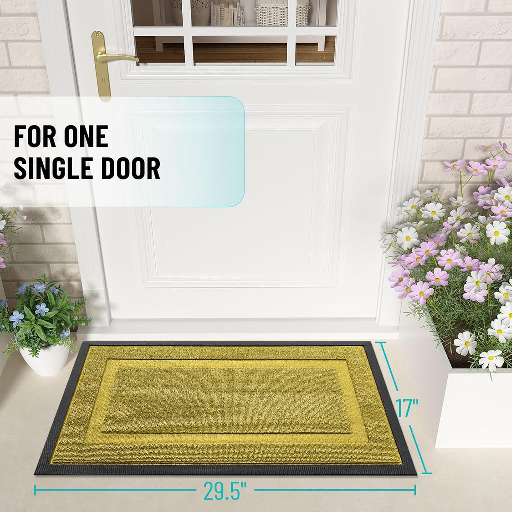 OLANLY Waterproof Front Door Mat - All-Season Indoor/Outdoor Doormat, Easy Clean, 47x32, Lime Green