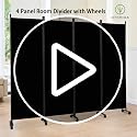 6ft 4-Panel Folding Room Divider with Lockable Wheels, Portable Privacy Screen