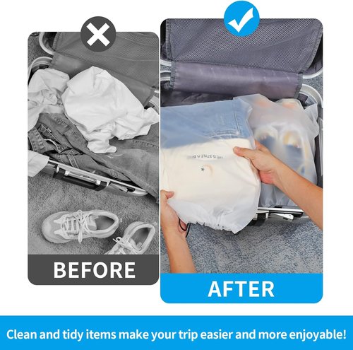 COIDEA Waterproof Travel Shoe Bags - Clear Packing & Storage Essentials for Men and Women | 15.7 x 11.8 Inches, Set of 5