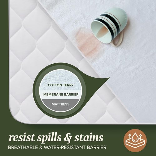 Beckham Hotel Collection Mattress Protector - Hotel-Grade Cotton Blend, Silent Waterproof, Queen Size