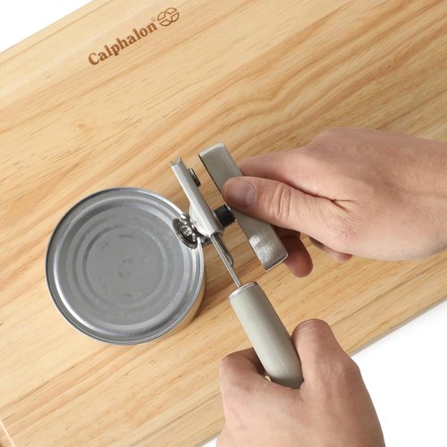 Calphalon Edge Stainless Steel Can Opener & Bottle Opener - Heavy Duty with Rubber Handle in Taupe
