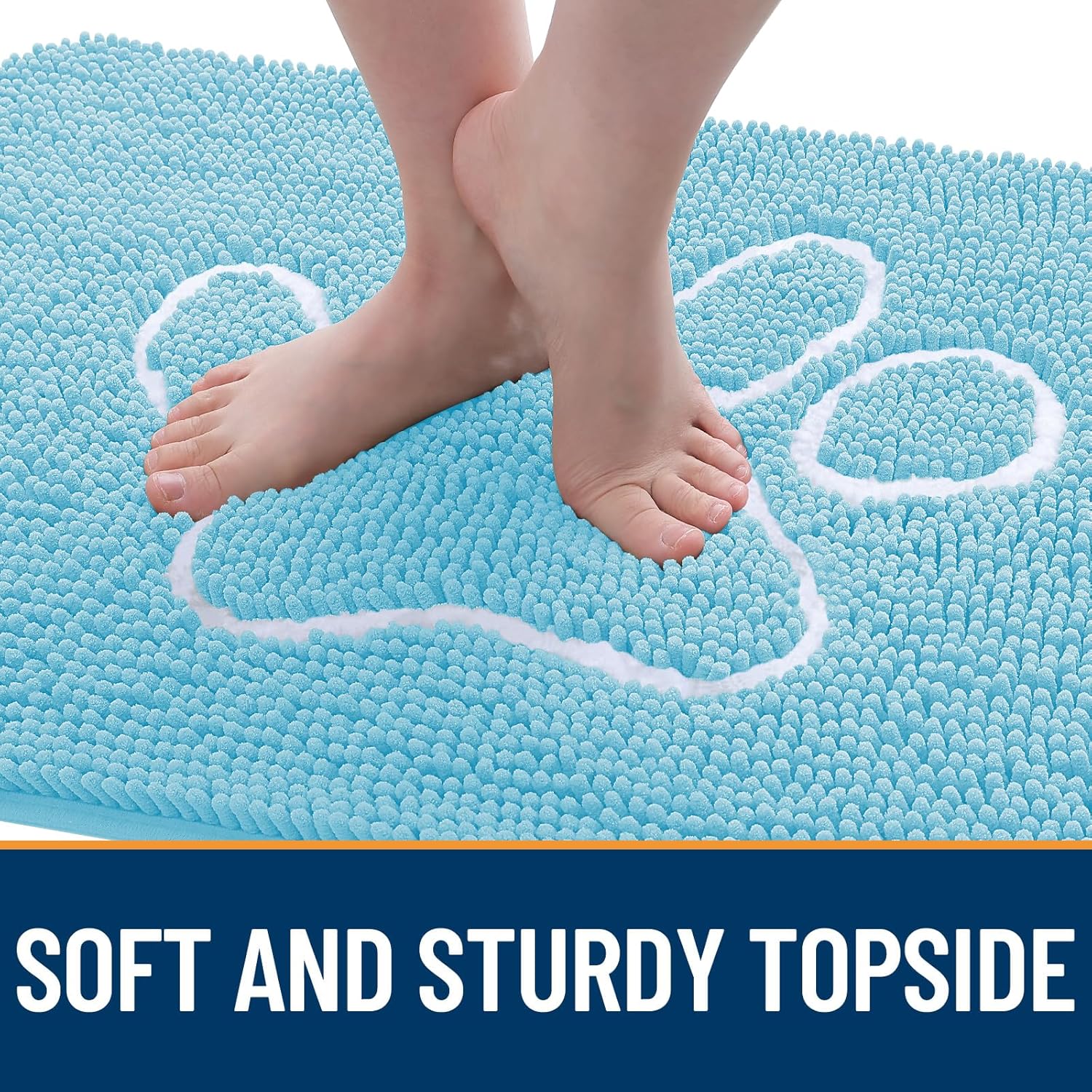 OLANLY Dog Door Mat - Absorbent Non-Slip Mud Mat for Muddy Paws | 24x16 Blue Chenille Design