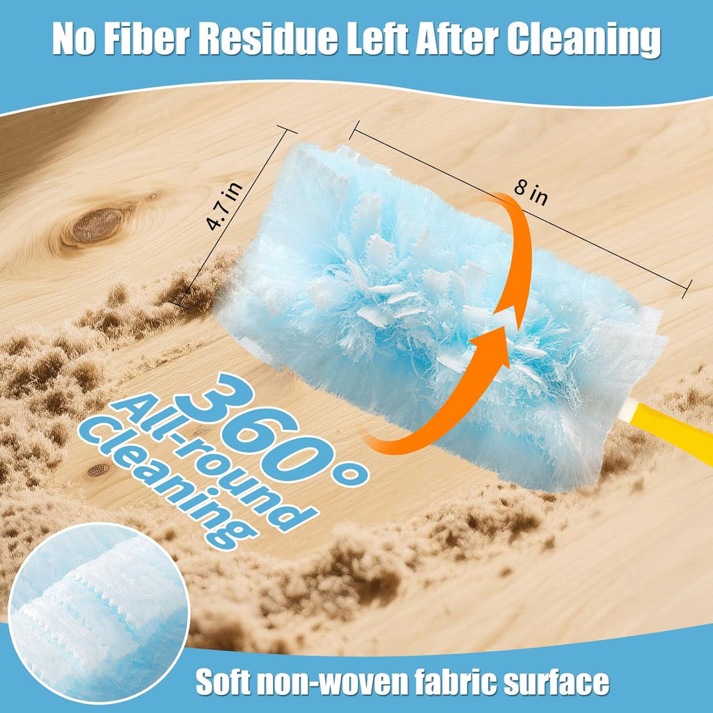 Skiennix 360° Heavy Duty Duster Refills - 40 Count Extra Thick Disposable with 35-Inch Retractable Handle