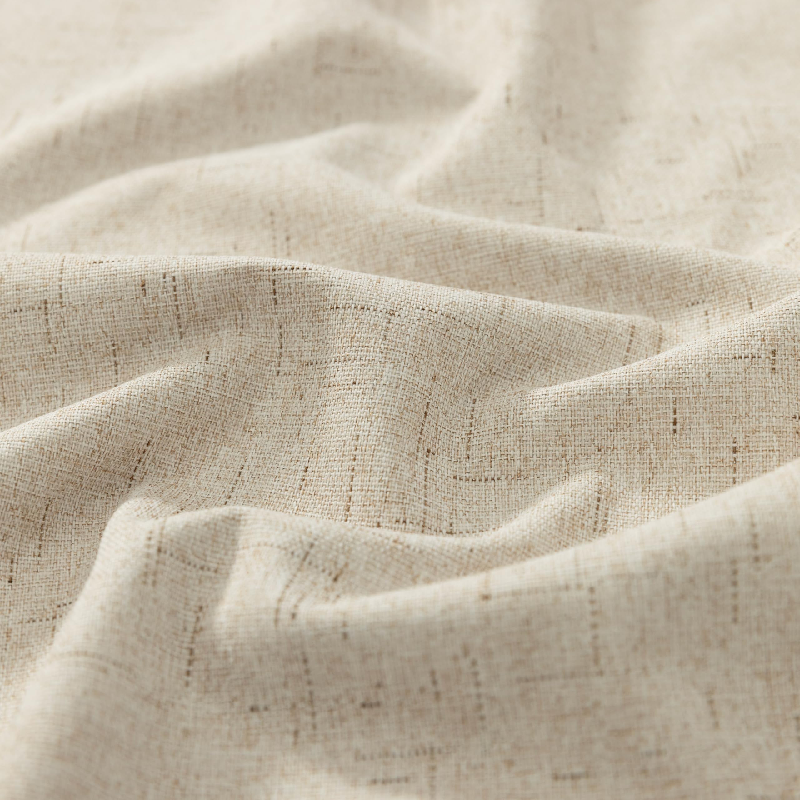 KOUFALL 100 Inch Curtains Long,Blackout Beige Linen Back Tab Pleated Black Out Curtains for Bedroom Living Room 2 Panels Set