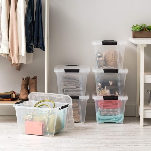 IRIS USA 19 QT Plastic Storage Box - BPA-Free, Durable See-Through Containers with Lids & Latches - Clear, 6 Pack