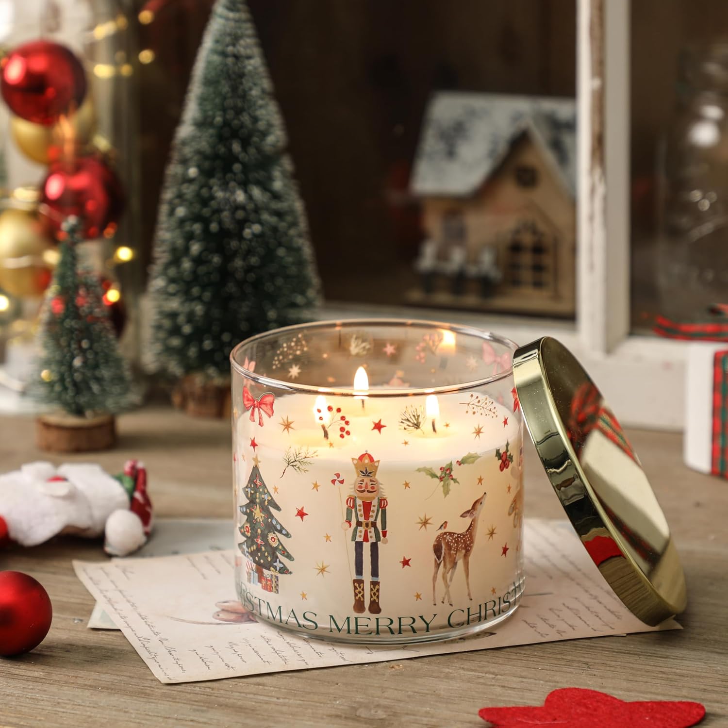 Regine Switzerland Pine Scented Christmas Candle - Nutcracker Ballet Girl Design | 14oz Winter Gift