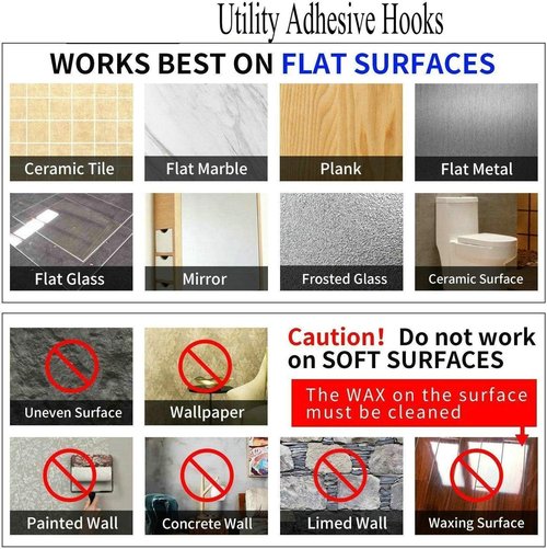 Jwxstore Heavy Duty Self-Adhesive Hooks - 33lb Max Capacity, Waterproof & Transparent | 12 Pack for Home & Outdoor Use