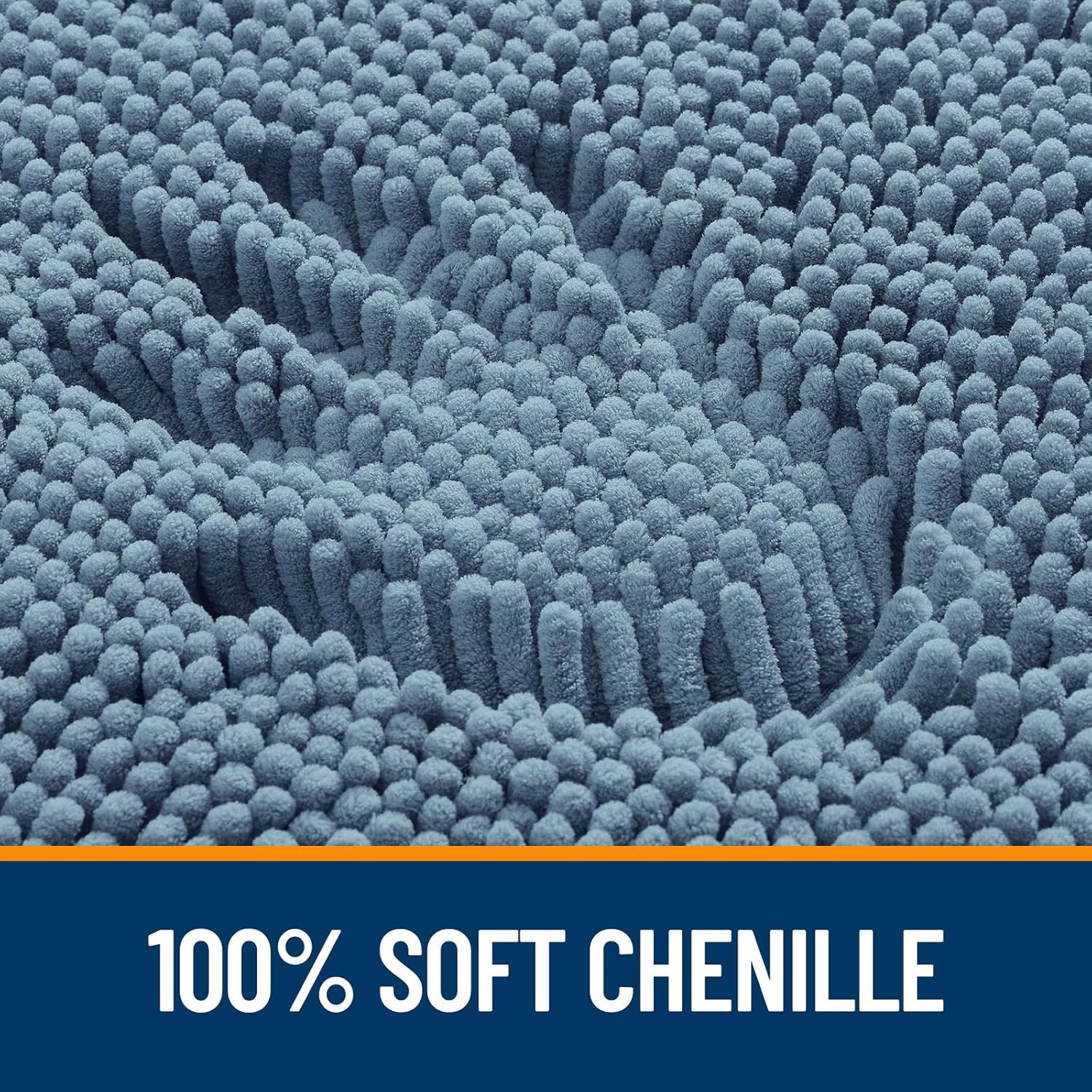 OLANLY Bathroom Runner Rugs - Soft Absorbent Chenille Bath Mat with Rubber Backing | 47x24, Airy Blue