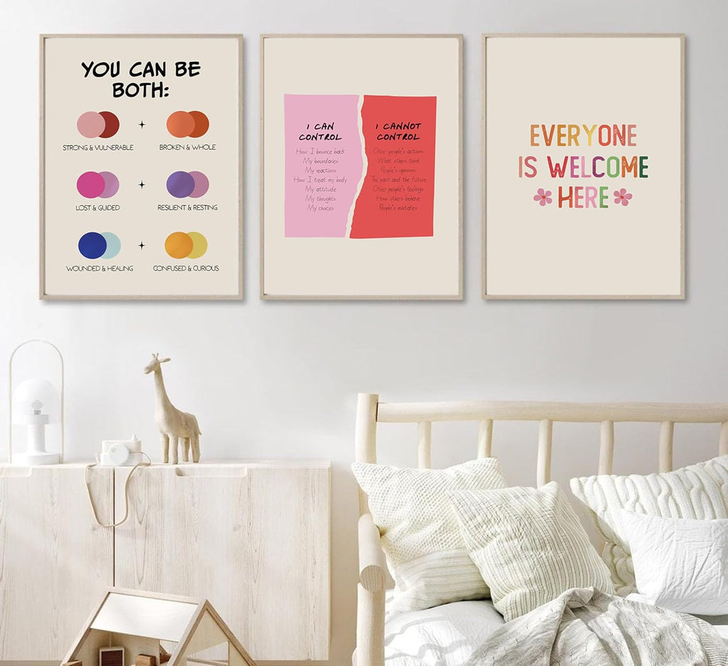 Regine Switzerland 6-Piece Mental Health Wall Art - Inspirational Quotes & Colorful Canvas Prints for Home or Office