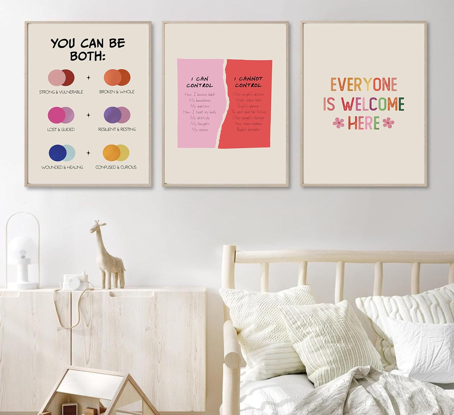 Regine Switzerland 6-Piece Mental Health Wall Art - Inspirational Quotes & Colorful Canvas Prints for Home or Office