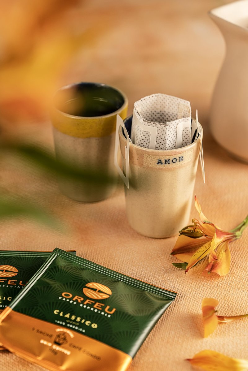 ORFEU - Specialty Coffee Classic - Drip Sachet - Arabica, Medium Roast with Notes of Floral, Fruity & Caramel - Velvety Smooth Body - 10 Units (3.52oz/100g)