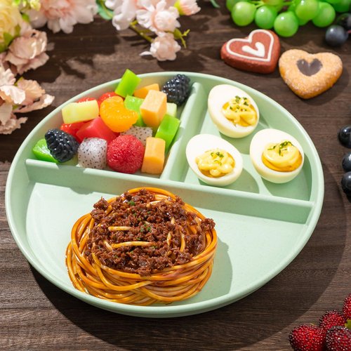 16 Pcs 9 Inch Unbreakable Divided Plates for Kids Adult Dishwasher Microwave Safe 3 Compartment Plates Lightweight Healthy Plastic Reusable Dinner Plate for Child Dishes(Multi Colors)