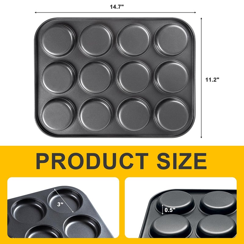 Yomvzake Muffin Top Pan 2 Pack Baking Pans Whoopie Pie Pan, Nonstick 3 Inch Yorkshire Pudding Pan for Pansuffin, Moon Pie, Cookies, Small Hamburger Bun