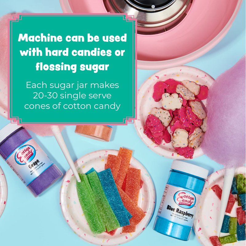 Cotton Candy Express CC1000-S Cotton Candy Machine, Easy to Use and Clean, Nostalgia, and Fun, Comes with Instruction Manual and Tip Card, Pink