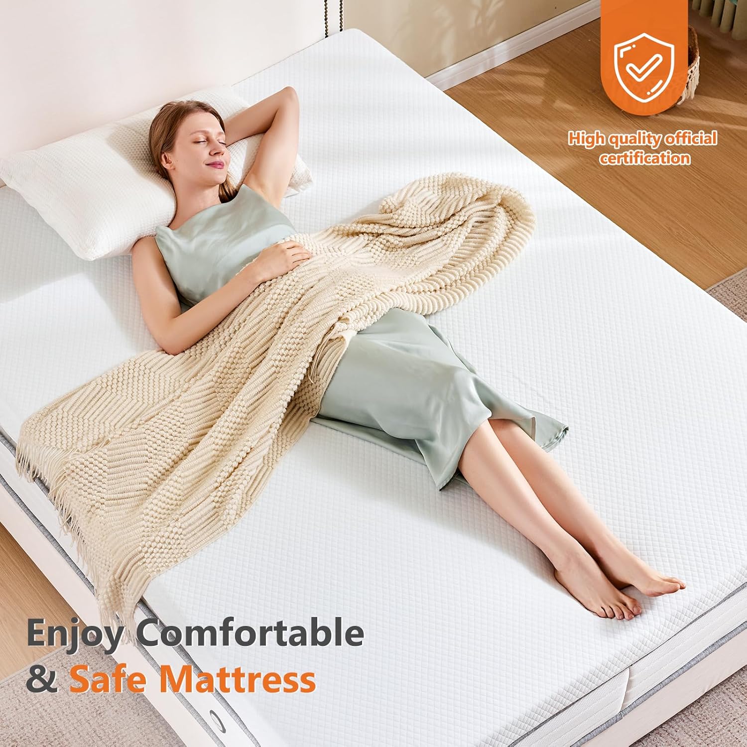 Sweetcrispy Memory Foam Mattress Topper - 2 Inch Thick Gel-Infused Cooling Pad for Twin Bed | Removable Soft Cover, CertiPUR US Certified