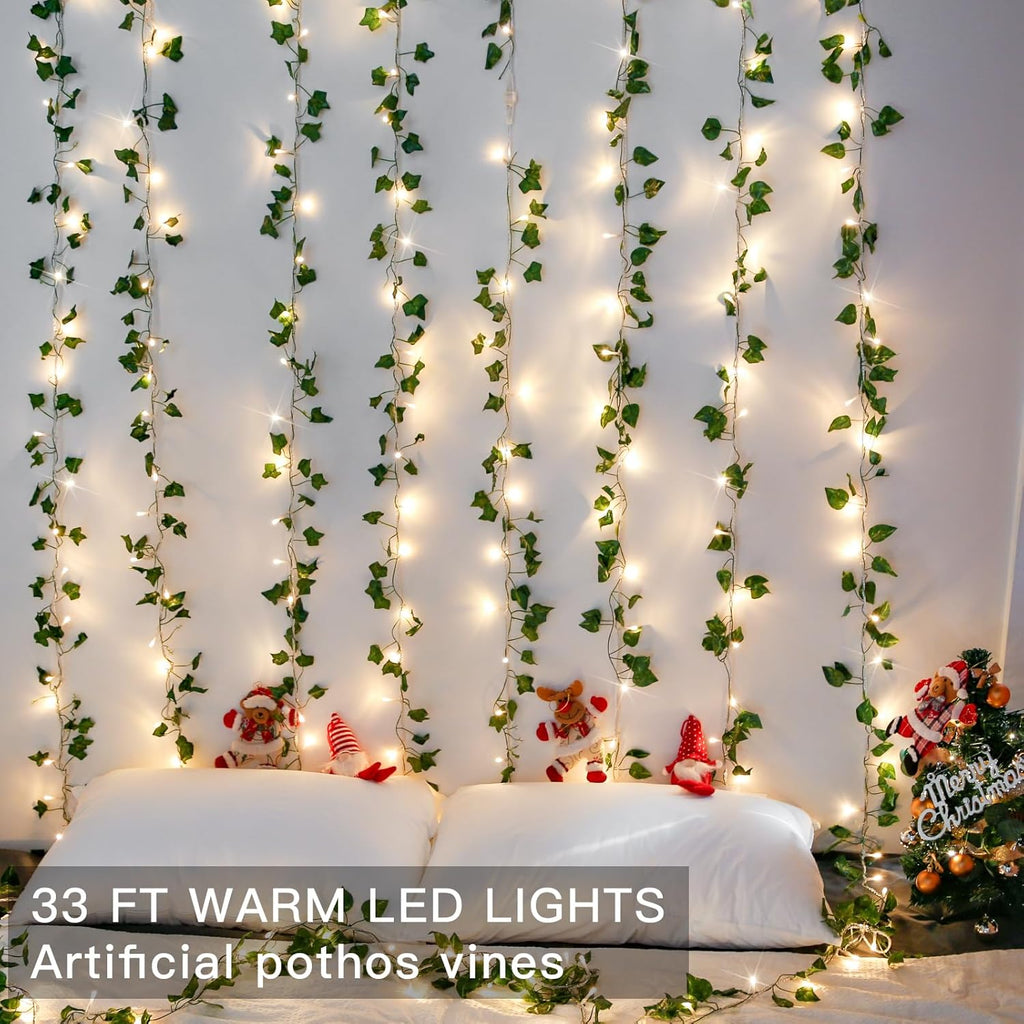 Suddus 33ft 100 LED Pothos String Lights - Connectable Fairy Lights with Remote for Bedroom, Garden & Party Decor