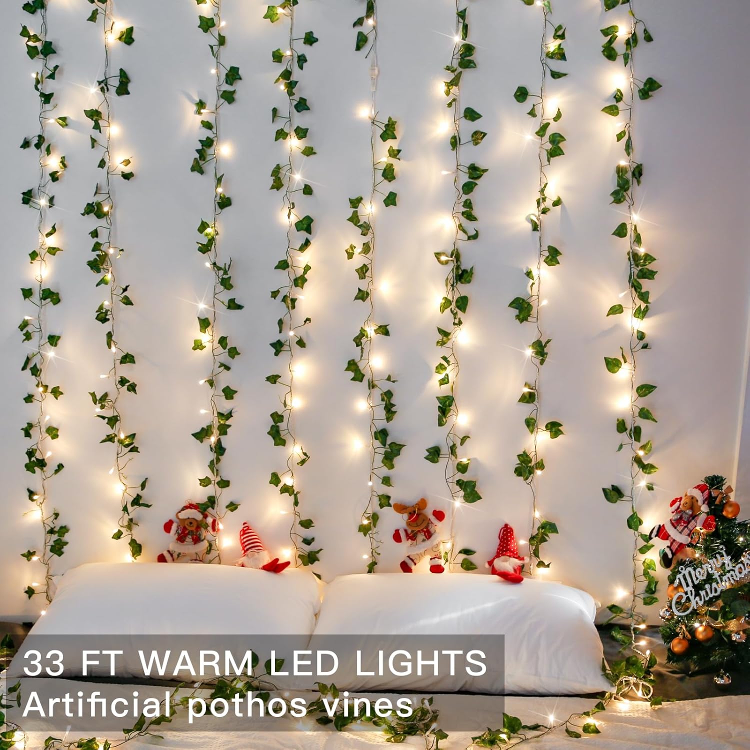 Suddus 33ft 100 LED Pothos String Lights - Connectable Fairy Lights with Remote for Bedroom, Garden & Party Decor