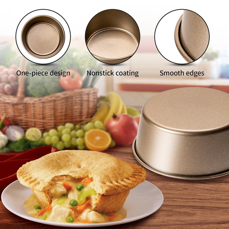 Yomvzake Air Fryer Jumbo Muffin Pan, Egg Cupcake Pan 4 Inch Air Fryer Hamburger Bun Mold, 6 Pack Non-Stick Egg Baking Pan Individual Pazookie Mini Cake Pans for Baking