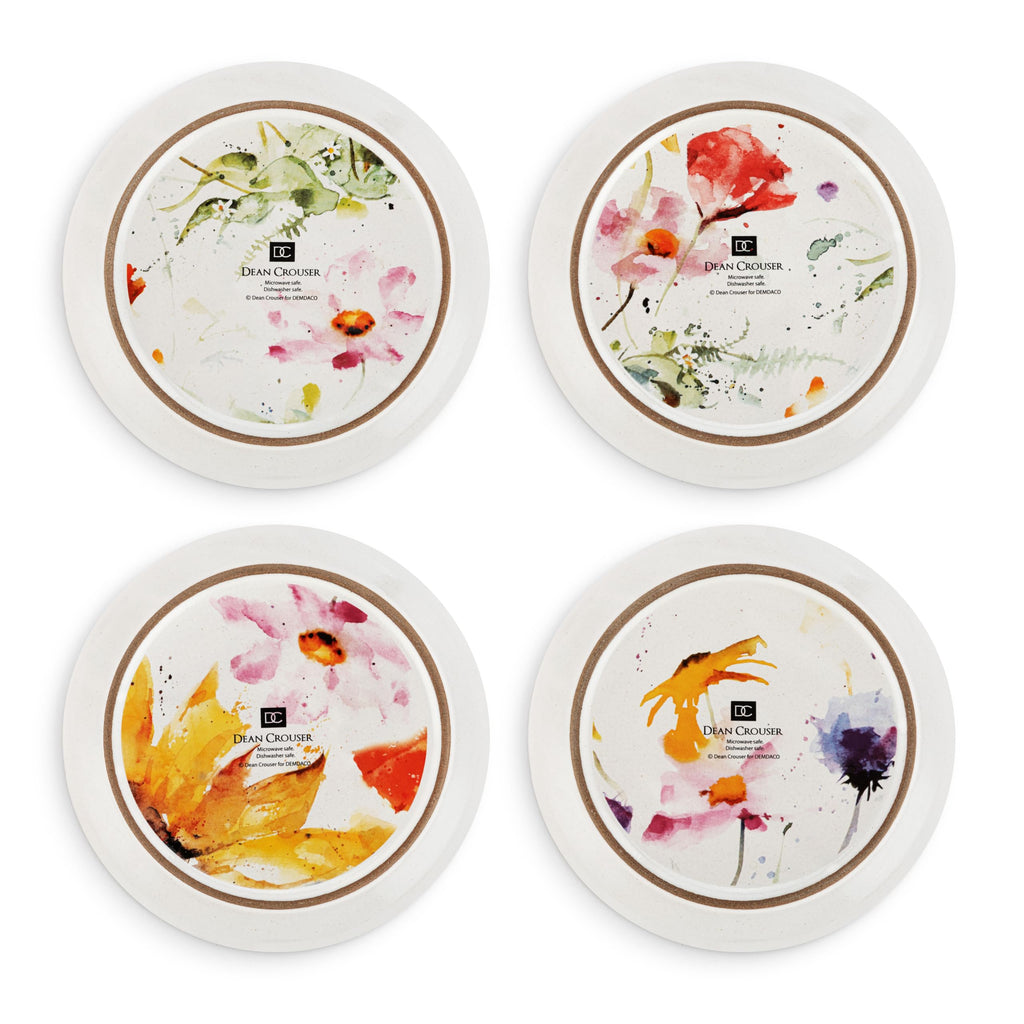 DEMDACO Dean Crouser Collection Red Watercolor Cardinal 6.5 inch Stoneware Appetizer Plates Set of 4