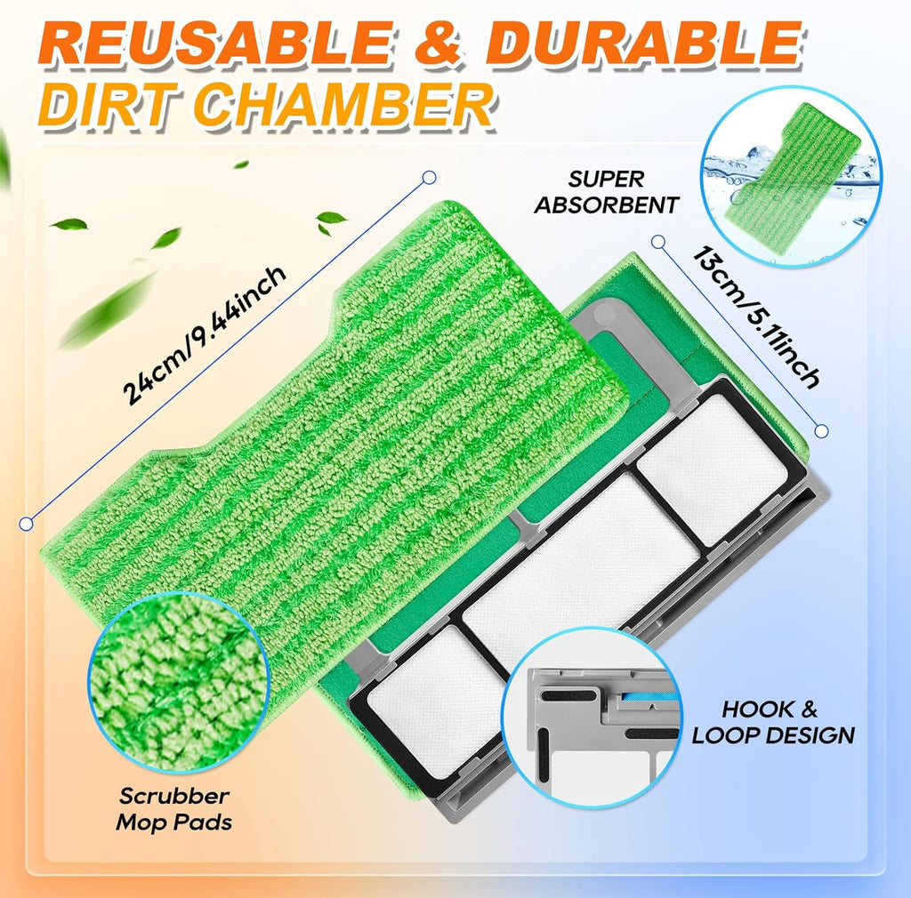 Shark Reusable Vacuum Mop Pads - Upgraded Dirt Chamber Design | 1+1+2 Pack Compatibility