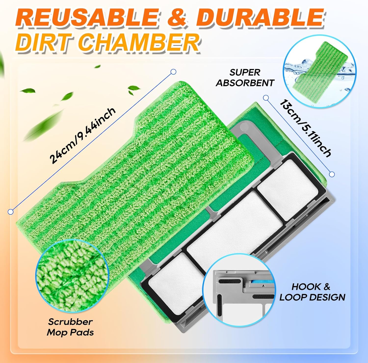 Shark Reusable Vacuum Mop Pads - Upgraded Dirt Chamber Design | 1+1+2 Pack Compatibility