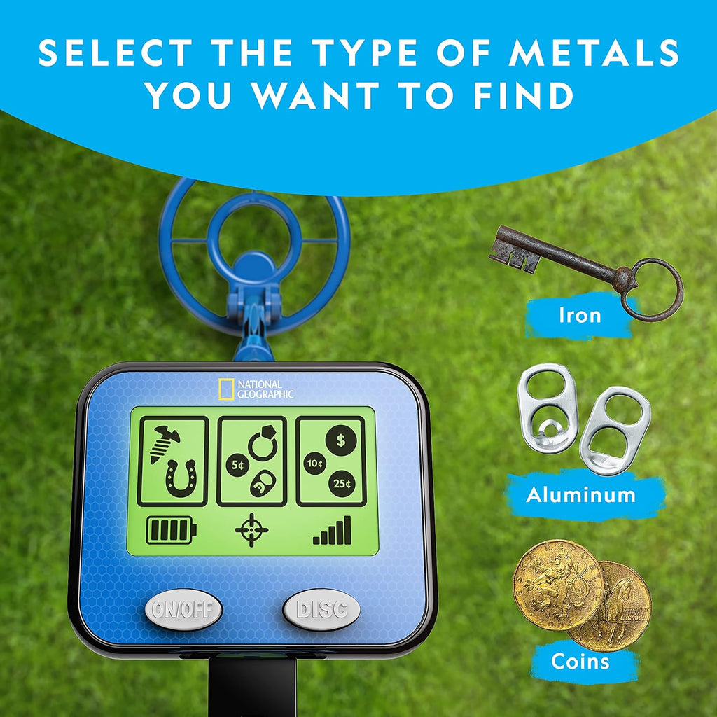 National Geographic Metal Detector for Kids - Waterproof 7.4" Coil, Lightweight Gold Detector with LCD Display
