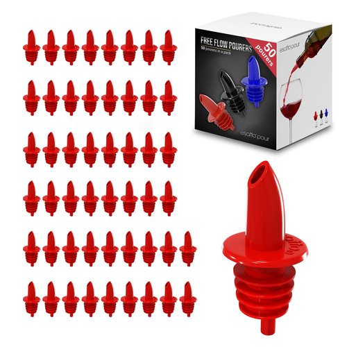 Esatto 50 Pieces Plastic Bottle Pourer or Liquor Spout Pourer - Versatile as a Drink Pourer, Alcohol Pourer Spouts and Syrup Easy Pourer Dispense - Easy Install, Durable, Professional Bar Tool