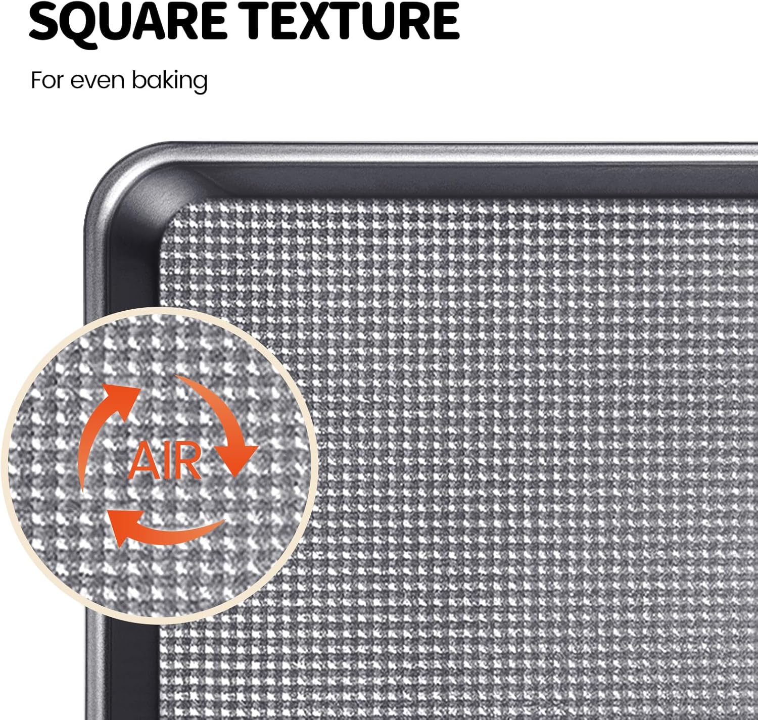 Vinino Baking Sheet Set - Non-Stick Carbon Steel Cookie Sheets with Square Texture | 3-Piece Grey Set
