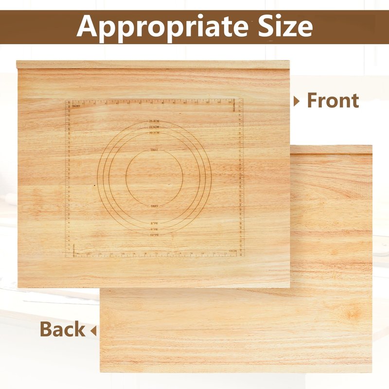 Qriocioa Reversible Wooden Pastry Board 24’’ x 20’’ Kneading Board for Rolling Dough Bread Cutting Board with Lip Pastry Baking Board with Engraved Ruler & Pie Board Template for Counter Top Kitchen
