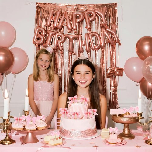 Coquette 48PCS Bow Cupcake Toppers - Pink Bow Cake Decorations for Birthdays & Baby Showers