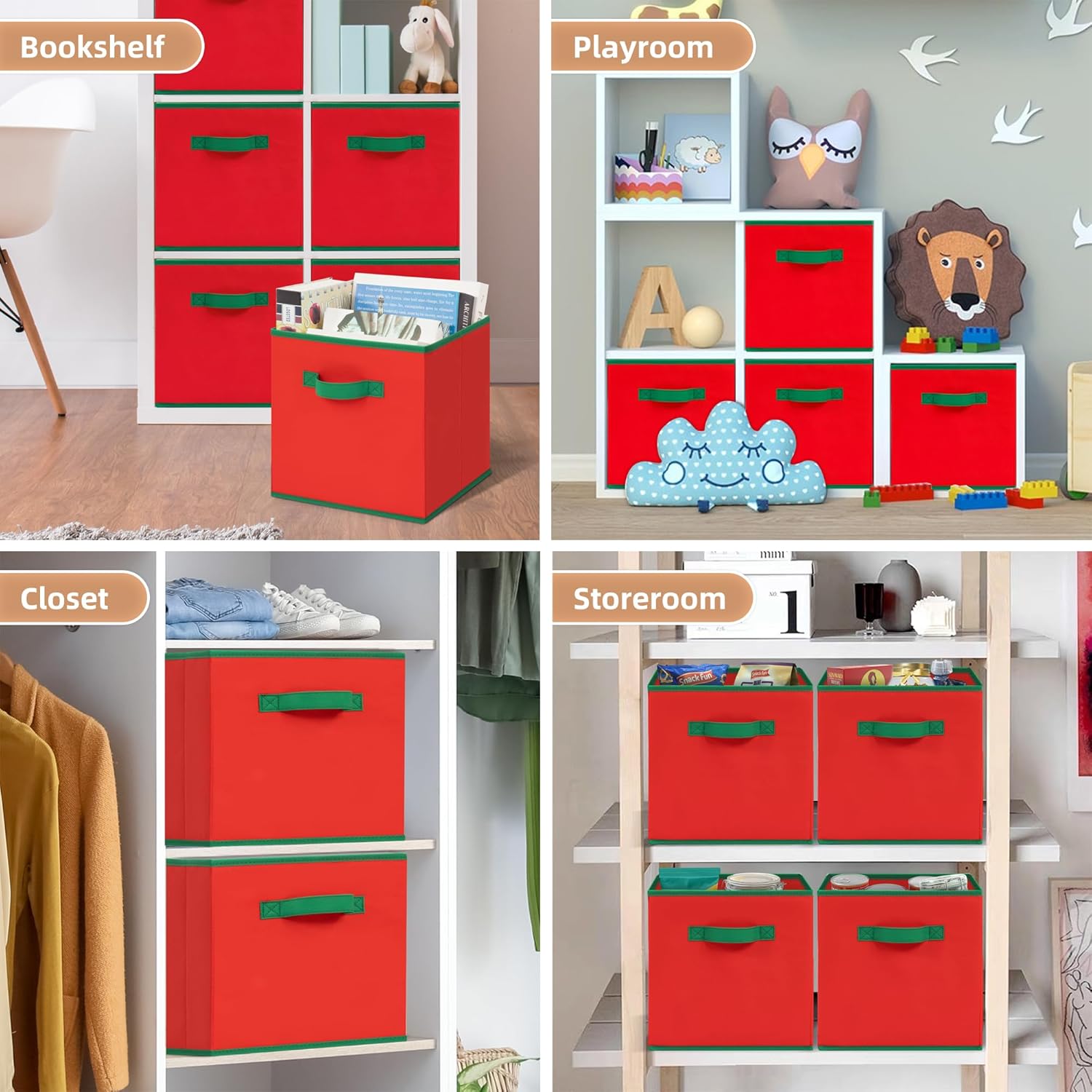 Storage Maniac Storage Cubes - Durable 11-Inch Foldable Bins | 6-Pack Red Organizers for Home & Office