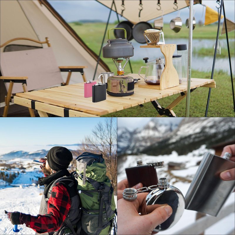 uxcell Hip Flask for Liquor 18oz 500ml Stainless Steel Leak Proof Drinking Flask for Camping Hiking Outdoor Activity, Silver
