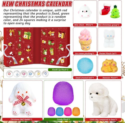Advent Calendar 2025 - 24 Days of Kawaii Squishies & Sensory Fidget Toys for Kids & Adults