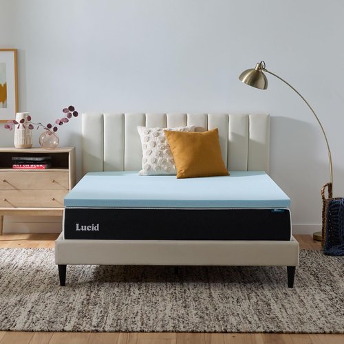 Lucid Memory Foam Mattress Topper - 2 Inch Queen Size Cooling Gel - Pressure-Relieving Plush Comfort