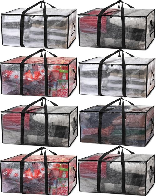 ClearSpace Heavy Duty Moving Bags - Large Storage Bins with Lids & Backpack Straps | 8 Pack for Easy Packing