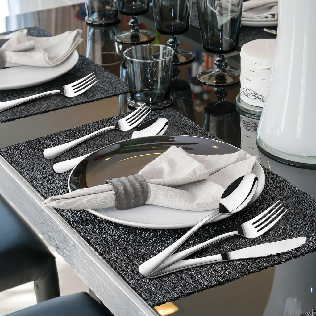 Regine Switzerland 60-Piece Silverware Set - Heavy-Duty Stainless Steel Utensils for 12 | Dishwasher Safe Gift Package