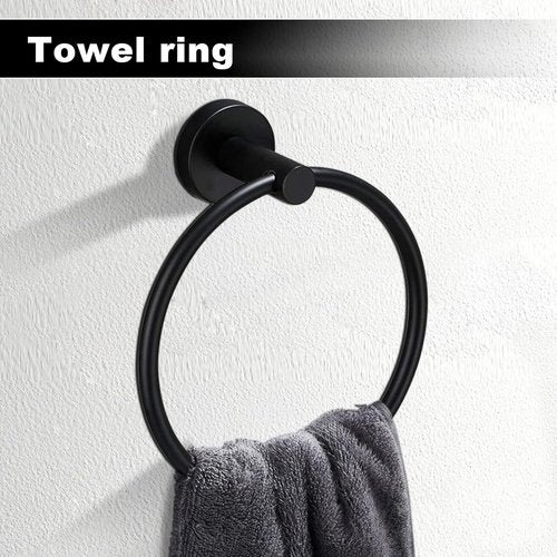 Toptowel 10sets Towel bar Sets, Includes 2Pcs 23.6 inch Towel bar,2Pcs Towel Hook,2Pcs Towel Ring,2Pcs Toilet Paper Holder-Matte Black