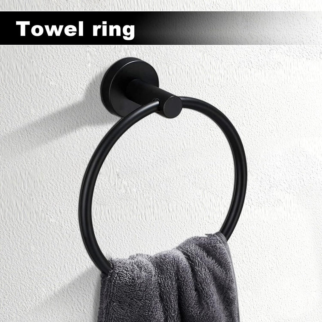 Toptowel 10sets Towel bar Sets, Includes 2Pcs 23.6 inch Towel bar,2Pcs Towel Hook,2Pcs Towel Ring,2Pcs Toilet Paper Holder-Matte Black
