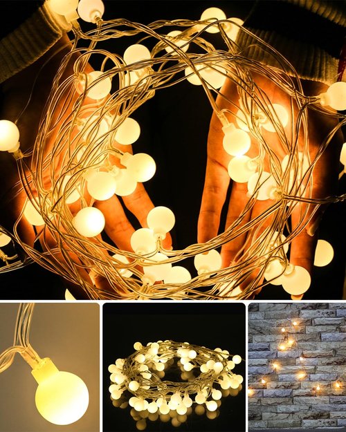 Globe String Lights - 43 Ft 100 LED Fairy Lights with Remote & Timer | Warm White Twinkle Decor for Indoor/Outdoor Use