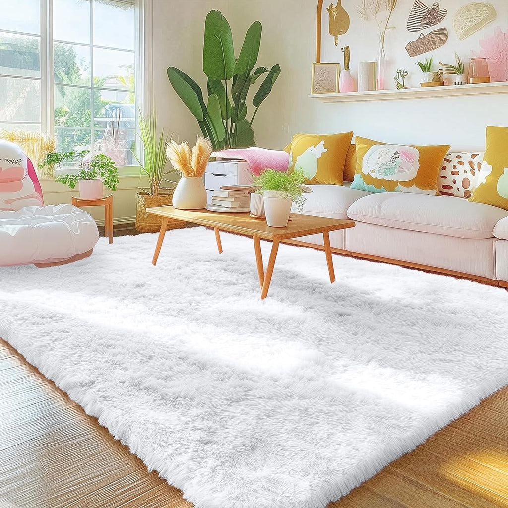 OLANLY Area Rug - Soft Fluffy Shaggy Design | Machine Washable | 5x5 Feet | Ideal for Living Room, Bedroom, Nursery